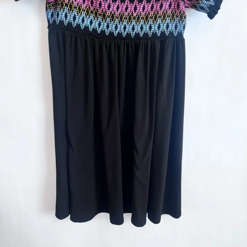 TORRID BLACK EMBROIDERED JESERY OFF SHOULDER SKATER DRESS BLACK SIZE 2 - Picture 4 of 12